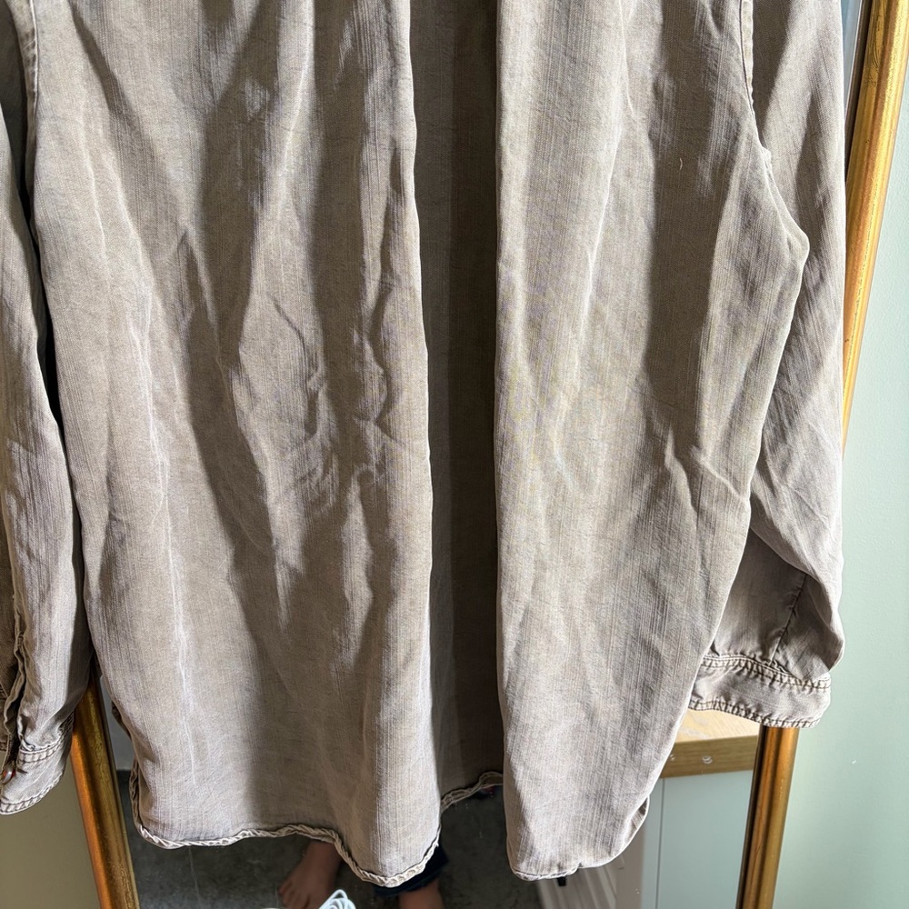 Anthropologie Pilcro Olive green utility shirt plus size 1X - Picture 7 of 11